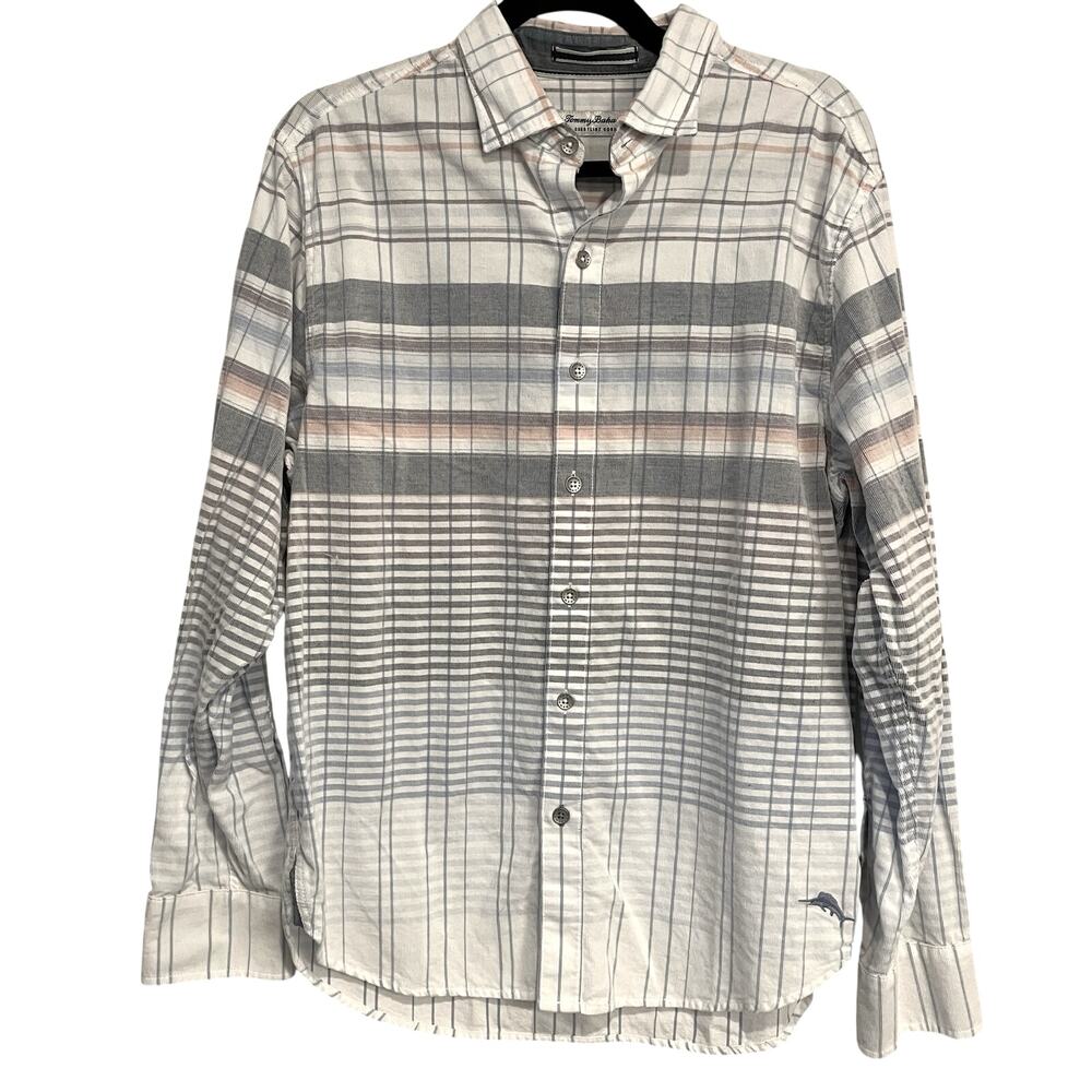 Tommy Bahama‎ Shirt Long Sleeve Button Up Striped Coastal Cord Cotton Medium